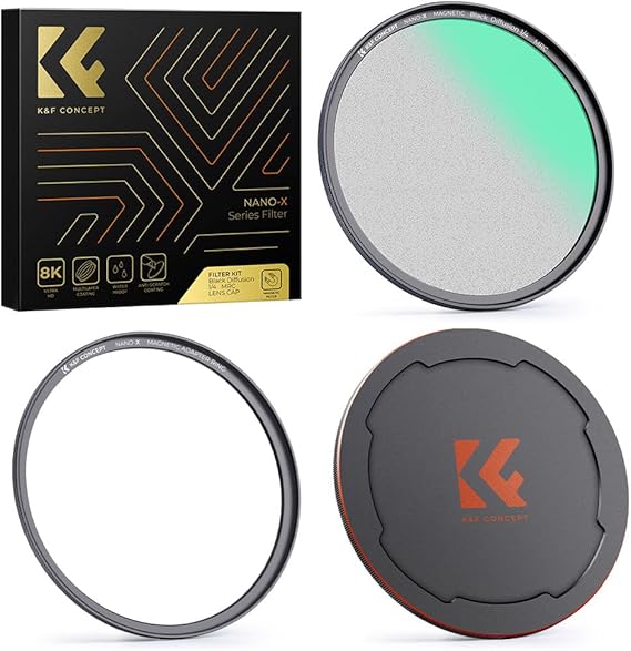 K&F Concept 58mm Magnetic Black Diffusion 1/4 Mist Cinematic Effect Filters + Magnetic Basic Ring + Lens Cap Kit with 28 Multi-Layer Coatings for Camera Lens (Nano-X Series) K&F Concept 58mm Magnetic Black Diffusion 1/4 Mist Cinematic Effect Filters + Magnetic Basic Ring + Lens Cap Kit with 28 Multi-Layer Coatings for Camera Lens (Nano-X Series)